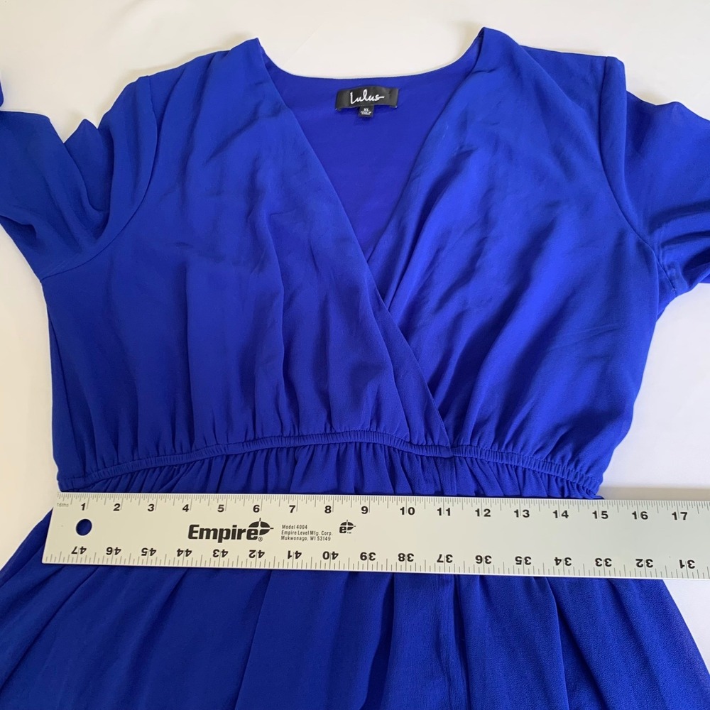 Lulus Maxi Dress XL Royal Blue Long Sleeve Chiffon Formal Wedding Guest Flowy - Picture 8 of 12